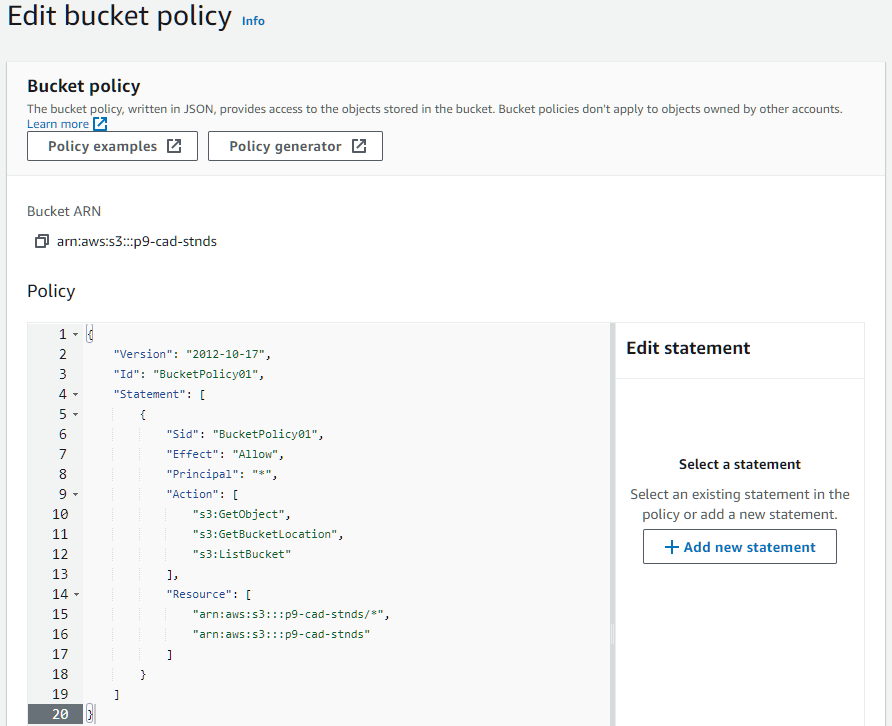 AWS Edit bucket policy