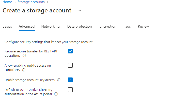Microsoft Azure Create Storage Account